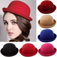 kq0 ผู้หญิงVintage Elegant Fedoraหมวกเบเร่ต์หมวกFloppy Bowlerหมวกที่ให้ความรู้สึกเหมือนขนสัตว์