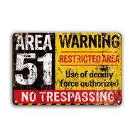 2D Vintage Tin Metal Danger Zone 51 Warning Sign 8x12 Inch No Trespassing Laser Engraved Wall Decor