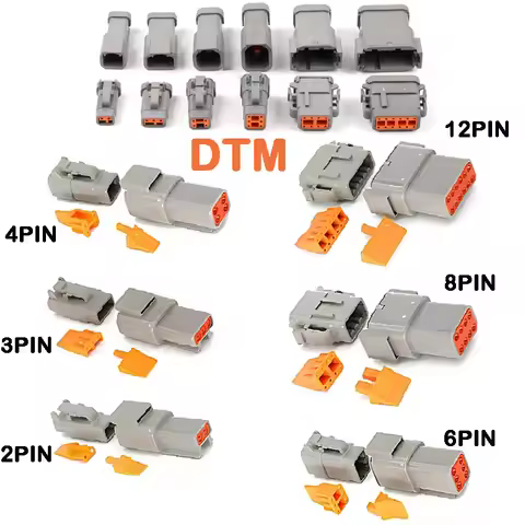 5/20/100 Sets 2-12 Pin Way Deutsch DTM Series Connector 2P 3P 4P 6P 8P 12P Male Female Docking Harne