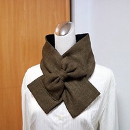 咖啡蝴蝶結款 可調式短圍巾.scarf 圍脖雙面雙色 大人.小孩均可用