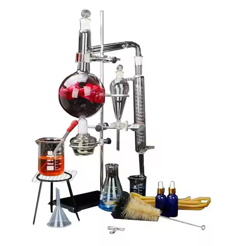 New 1000ml Lab Essential Oil Distillation Apparatus Water Distiller Purifier Glassware Kits w/Separa