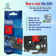 Printed Label HZe-S451 (Black Letters on Red Background, Size 24mm X 8M) - Compatible with Brother T