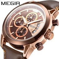 Overseas Megir Men's Watch Multifunctional Waterproof Luminous Watch Leather Quartz Watch 2071