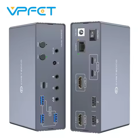 USB C KVM Switch Dual Monitor Multi Computer HDMI 4K@120Hz KVM Docking Station Share 2 Monitors USB 