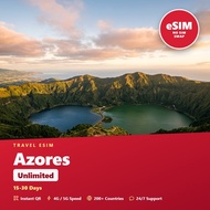 Azores Travel eSIM Unlimited 15-30 Days Prepaid Data SIM