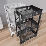 Kitchen Shelf Floor Multi-Layer Foldable Household Trolley Storage Rack Vegetable Basket Multi-Function Trolley