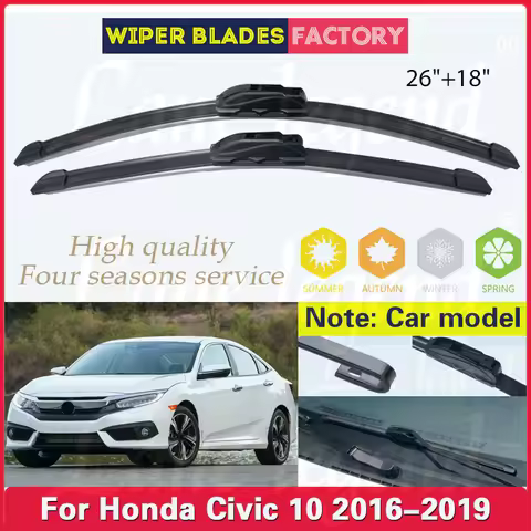 2pcs For Honda Civic 10 Gen FC FC1 FC2 FC5 2016 2017 2018 2019 Front Wiper Blades Brushes Cutter Acc