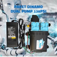 PAKET ADAPTOR DINAMO POMPA AIR HIU DUAL PUMP 138 PSI 12 Volt DC Sprayer Pump