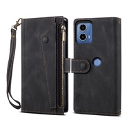 Ready to ship ESEBLE Retro Frosted RFID Leather Phone Case For Motorola Moto G04 / G24/Motorola Moto