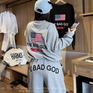 [Real photo Salt] Men's and Women's Velvet Lining Set with Embroidered Flag The B@d G0d Standard For
