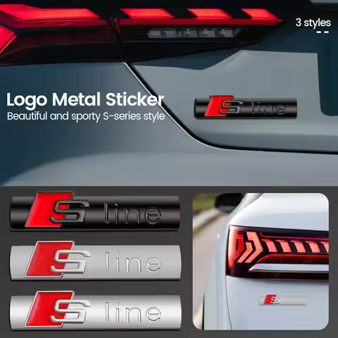 3D Metal Car S LINE Emblem Sticker Badge Decal Decoration For Audi Sline A3 A4 A5 A6 A6L A7 A8 Q3 Q5