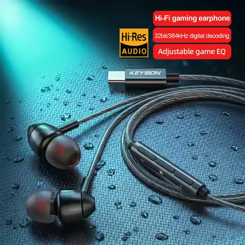 KEYSION Type-C HiFi Game In-Earphone EQ Adjustment 32bit/384kHz DAC Hardware Decoding Heaphone USBC 