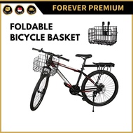 (FOREVER PREMIUM) Foldable Metal Wire Basket Front Bag Rear Hanging Basket for Mountain Bike Folding