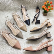 Chunky heels less transparent stripe back by TMT Import high quality fashion shoes women's high heel