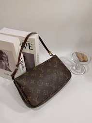 LOUIS VUITTON lv vintage 古董 復古 老花 麻將包 手提包 肩背包