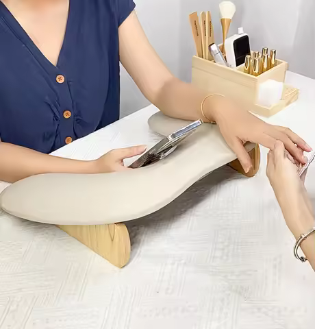U-Shaped Manicure Armrest with Phone Holder Fiber PU Leather Arm Support Hand Rest Pad Essential Too