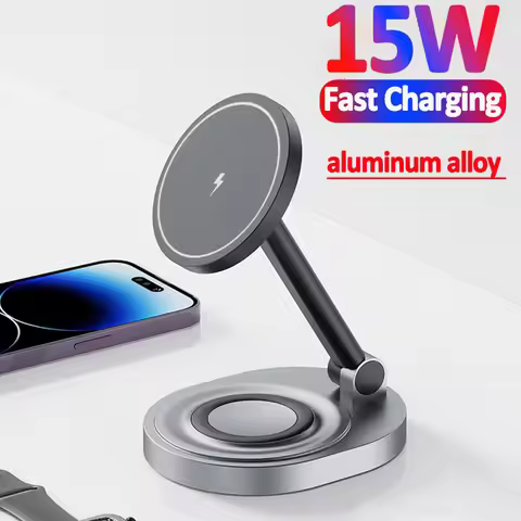 2 In 1 Magnetic Wireless Charger Stand Fast Charging Station Dock For iPhone 14 13 12 Pro Max Apple