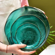 Creative Gold-Edged Glass Fruit Plate Large Household Living Room Coffee Table Glass Dried Fruit Sna