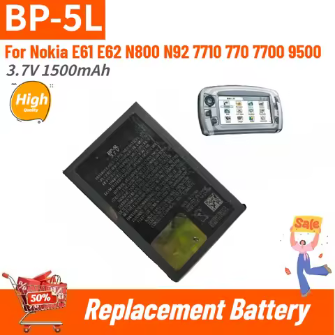 BP-5L High Quality Replacement Battery 3.7V 1500mAh for Nokia E61 E62 N800 N92 7710 770 7700 9500 Br
