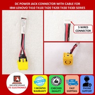 NEW IBM LENOVO T410 T410i T420 T420i T430 T430i SERIES DC POWER JACK 5 WIRES CONNECTOR 0B41319