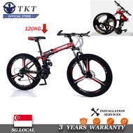 TK Foldable Mountain Bike 24/26 Inch 21/24/27 Speed Folding Bicycle Adult Outdoor Bicycle City Mountain Bike