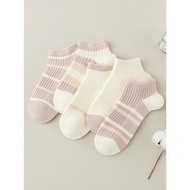 stokin anti slip stokin Short Pure Cotton Socks - Spring Summer Striped Preppy Style