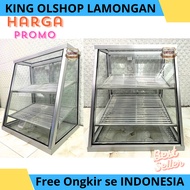 Etalase Rak Kaca Miring Almini + Lampu Jualan Warung Kentucky Sosis Gorengan [LAMONGAN]