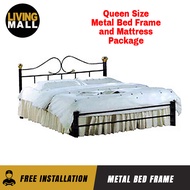 LIVING MALL Metal Bed Frame With Foam Mattress Package In Queen Size FREE INSTALLATION