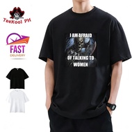 I Am Afraid Of Talking To Women Horror Design Summer Short Sleeve T Shirt