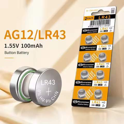 Alkaline Button Coin Cell Battery LR43 AG12 L1142F 386 SR721SW 1.55V 100mAh For Watches Small Electr