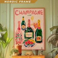 Wall paintings,Champagne Poster, Bar, Red Wall Art, Kitchen Wall Decor, Dopamine Decor, Psychedelic 