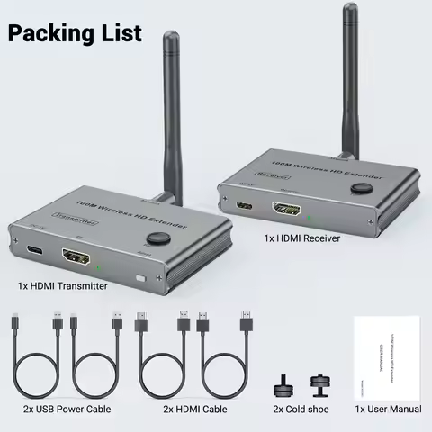 Wireless HDMI Transmitter and Receiver,Wireless HDMI Extender, Range 100M/328FT,4K@30Hz/1080P@120Hz,