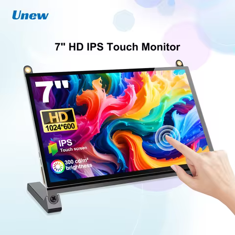 Unew Driver-Free 7 inch 5-Point Touch Monitor for 1024x600 HDMI/Type-C, Works with Phone Car DIY Com