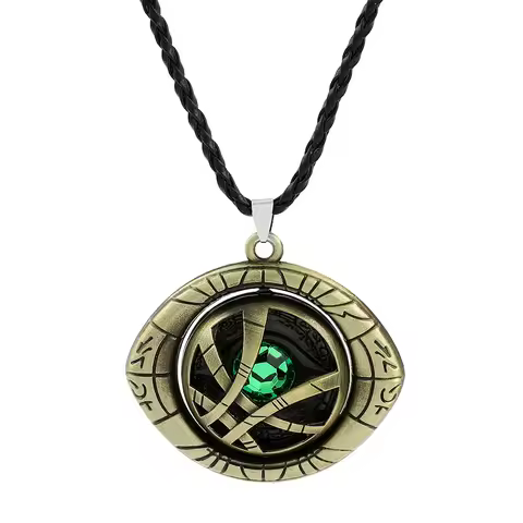 Marvel Avengers Doctor Strange Rotatable Necklace with Infinity Time Stones Eye of Agamotto Kpop Sty