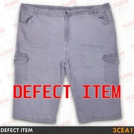 DEFECT 3Q CARGO - [W 50] Plus Size Men's Jeans 3Quarter Cargo Pants Color Grey - Code 3CEA1
