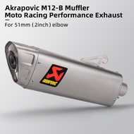 AKRAPOVIC M12 Motor Exhaust Muffler Pipe (38-51inlet) For CBR650F XMAX Z250 PCX NMAX R3 R6 GSXR125 Z