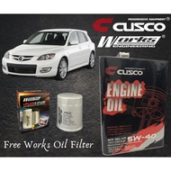 MAZDA3 2003-2008 CUSCO JAPAN FULLY SYNTHETIC ENGINE OIL 5W40 SN/CF ACEA FREE WORKS ENGINEERING OIL FILTER