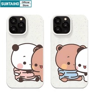 Suntaiho Cute Cartoon Pattern of Bears and Pandas Hugging Phone Case Frosted Soft Premium Shockproof