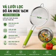 Stainless steel food filter mesh 14-20cm, green plastic handle, stainless steel food filter, food fi