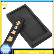 [Hmou] 4 Inch Chinese Calligraphy Ink Stone with Ink Stick, Rectangle Ink Stone Tray for Traditional