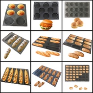 Meibum Round Bread Baguette Eclair Hamburger Baking Mold Long Loaf Cookie Bun Glass Fiber Silicone M