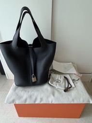 全新Hermès Picotin 22 Lock 手提包黑銀扣 hermes W stamp