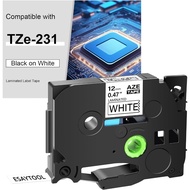 1 Pack White Tape Replacement for Brother p-Touch tze-231, Black Ink, p-Touch Label Tape Compatible 