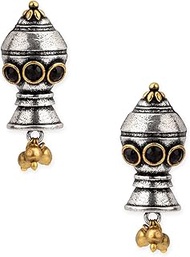 Women's Gullak Antique Ghungroo Drop Earrings(Onesize)(Silver), Onesize, Brass