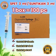 1 cc syringe 1 box contains 100 pcs. 3 cc syringe 1 box contains 100 pcs