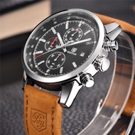 BENYAR Men Watch Chronograph Waterproof Sport Genuine Leather Mens Wrist Watches Top Brand Military Army Man Clock 5102