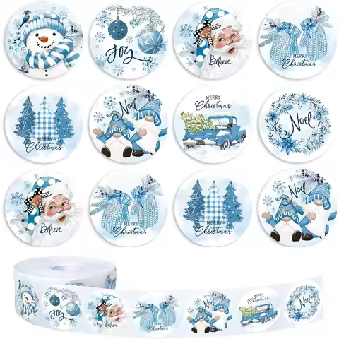 100-500pcs Blue Christmas Snowman Sticker Stickers Party Christmas Gift Wrapping Label Scrapbook Rew