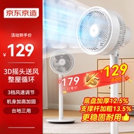 京东京造 3D摇头空气循环扇 家用落地电风扇 轻音大风力 广角送风 高度可调 节能省电 ⌈呼呼⌋