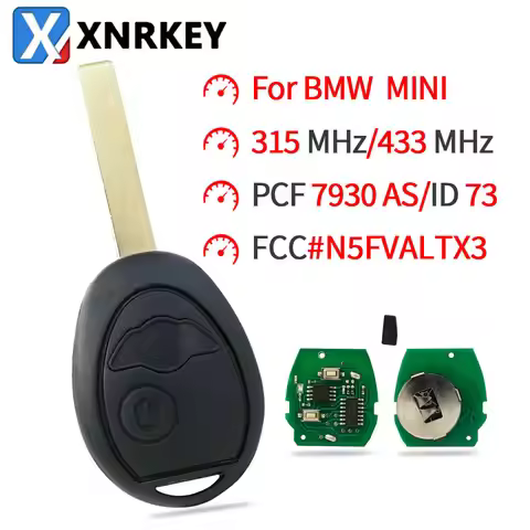 XNRKEY 2 Button Car Remote Key ID73/PCF7930AS Chip 315/433Mhz for BMW Mini Cooper S R50 R53 2002-200