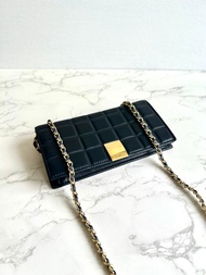 絕版古董包 Chanel黑色冰格長夾 錢包 斜背包 側背包 單肩包 中古